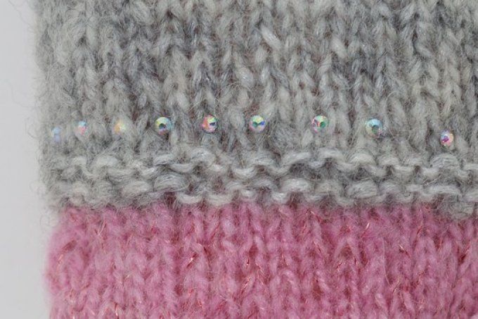 Mitaines Grises et rose