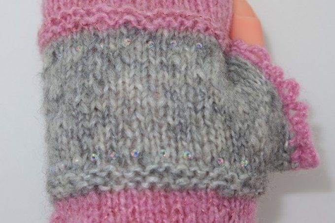 Mitaines Grises et rose