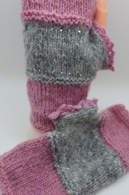 Mitaines Grises et rose